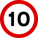 10 mph road sign